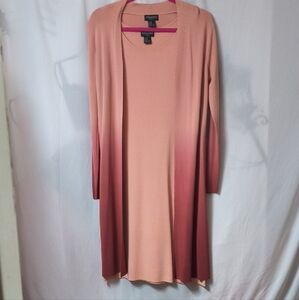 Gorgeous Gradient Long Sleeve Dress - Peachy Pink W Burgundy Pink Jacket 🩷